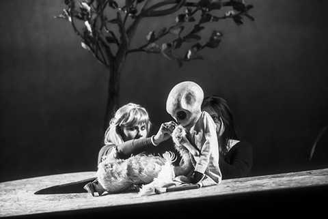 Сцена из спектакля “Гусыня, смерть и тюльпан". Фото предоставлено Белорусским международным фестивалем театров кукол