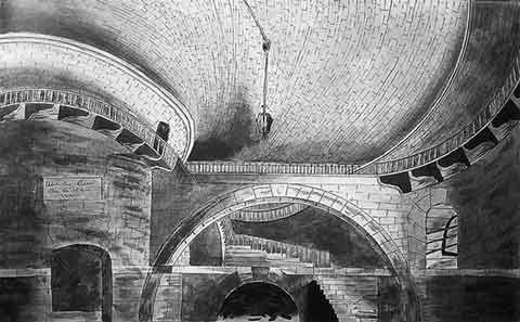 Неизвестный художник. Рисунок с декорации П.Гонзаги. “Тюрьма, или Подземелье”. Фото предоставлено ГЦТМ имени А.А. Бахрушина