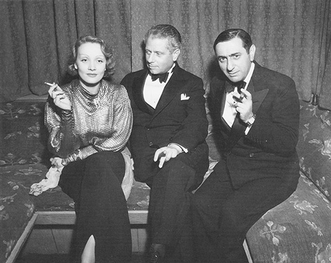 Марлен Дитрих, Макс Рейнхардт и Эрнст Любич. Лос-Анджелес, 1933. Фото Хаймана Финка